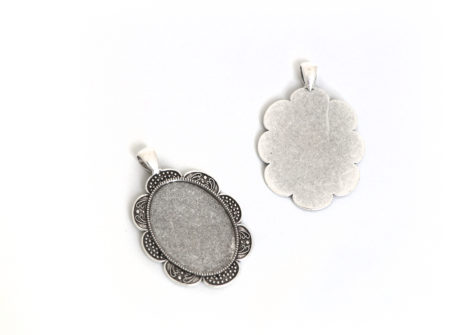 medaljon, ovalni, cvjetni, nakit