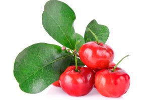 Barbados cherry on white background